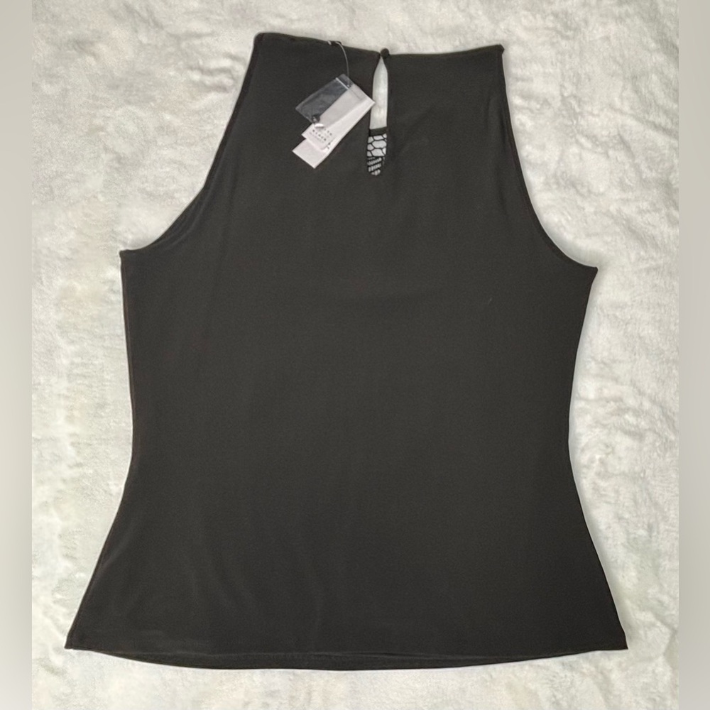 NWT White House Black Market Black Openwork Halter Top Medium - Picture 4 of 11